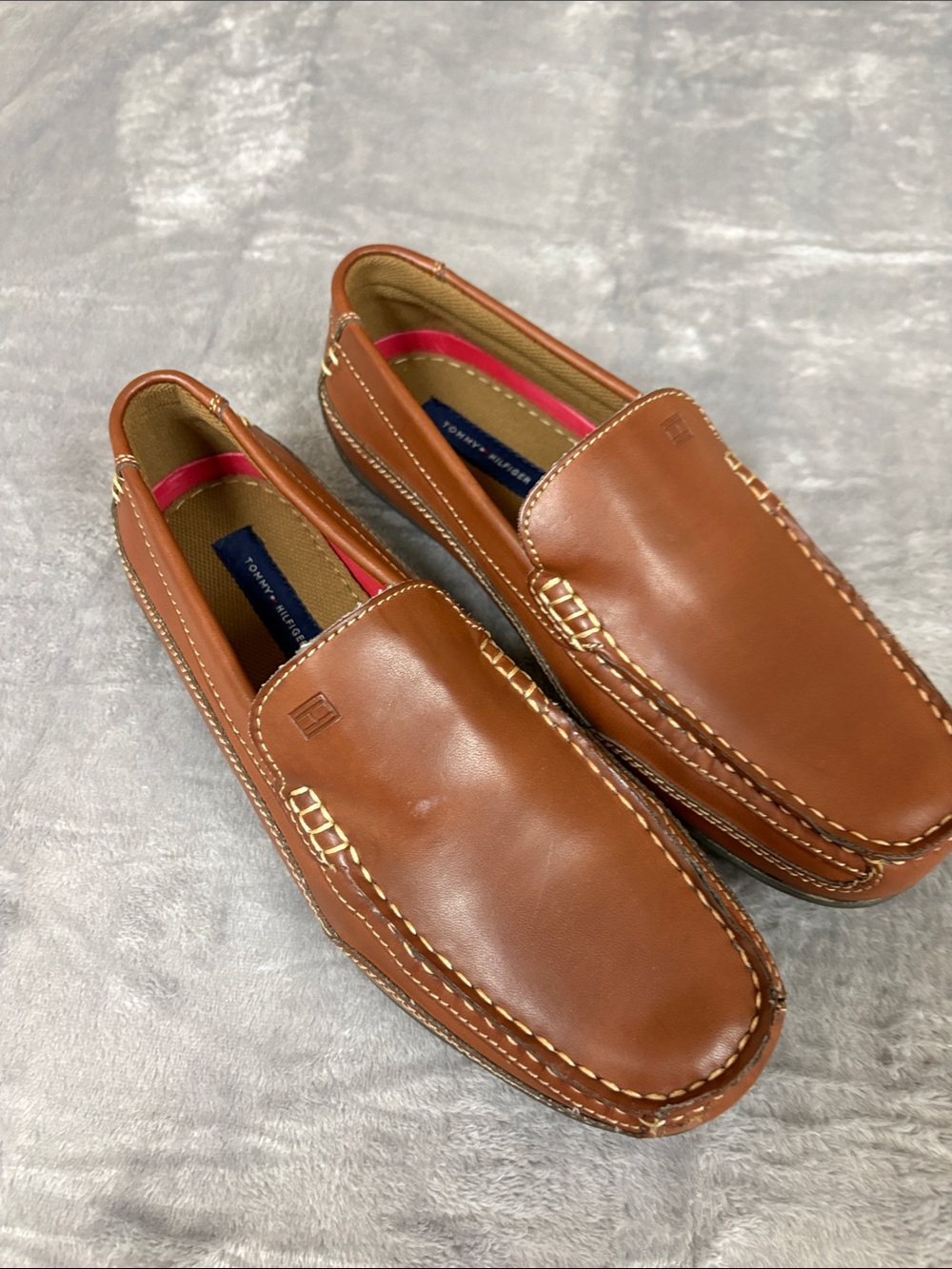 Tommy Hilfiger Men’s Tan Leather Slip-On Loafers